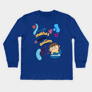 mother fights autism Kids Long Sleeve T-Shirt